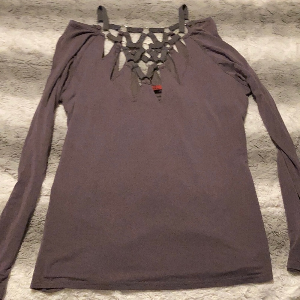 Grey cut out shirt